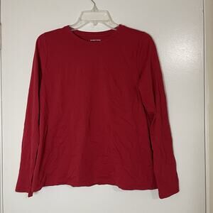 EILEEN FISHER Red long sleeve organic cotton crew neck shirt small